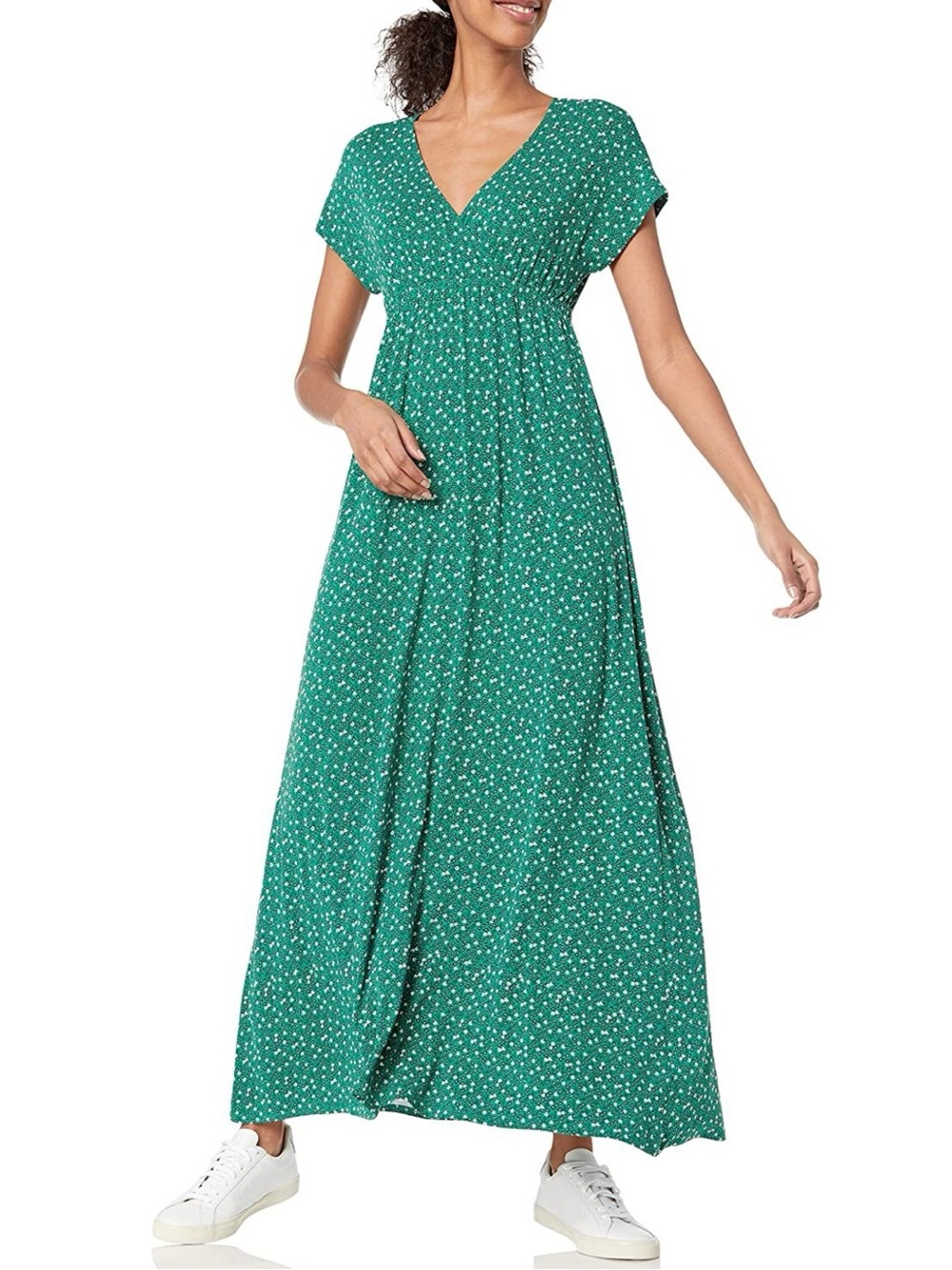 Women's Green Floral V-Neck Maxi Dress Amazon XS - Picture 3 of 8